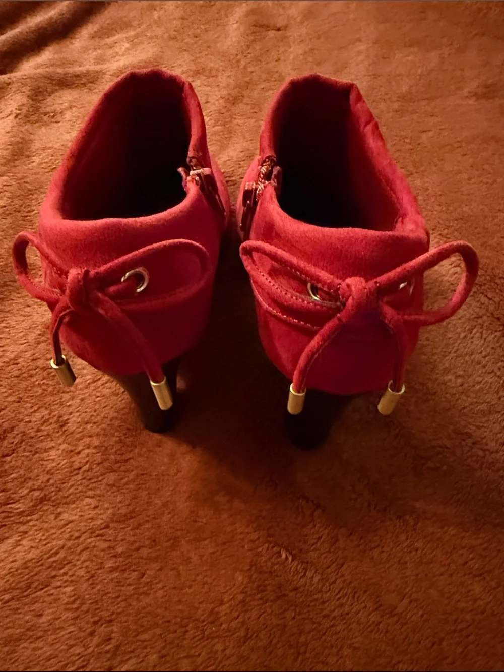 Coach Red Suede Ankle Booties